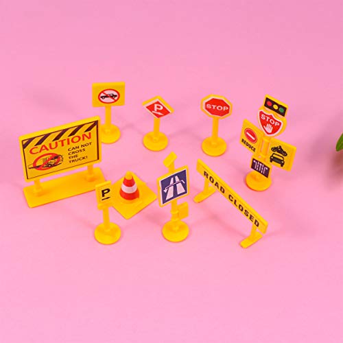 PRETYZOOM 1 conjunto com tema de bombeiro, topo de cupcake, blocos de estrada, cones de trânsito, pa