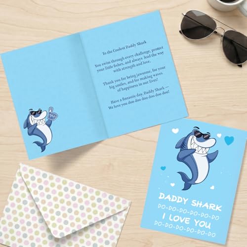 Image of Party Propz Happy Fathers Day Greeting Card - 1 Pc Daddy Shark Card with Envelope for Mom, Best Dad Gifts, Fathers Day Gift (Cardstock)