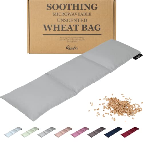 Körnerkissen - Wärmekissen Mikrowelle aus Baumwolle 46 x 12 cm - Weizen gefüllt - Weiches Dinkelkissen zur Schmerzlinderung Rücken, Nacken und...