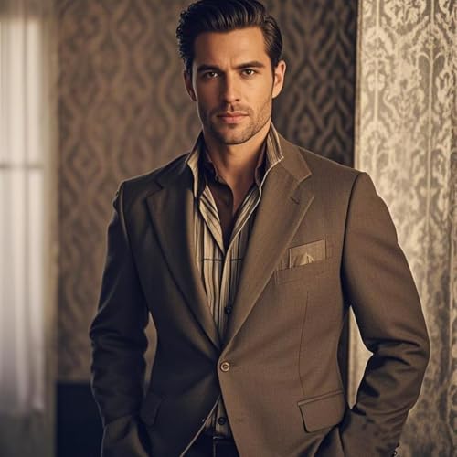 Mens Suit Set Slim Fit 2 Pieces Blazer Pants Stylish Stretch Fabric Chic Stylish Wedding Prom Church Outfit Formal3