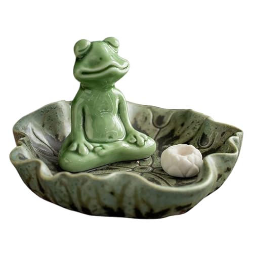 Dubbulon Porta Sahumerio Decorativo,Quemador De Incienso De Rana De Cerámica - Ambientador para Sala De Meditación Dormitorio Baño Salón De Té Yoga