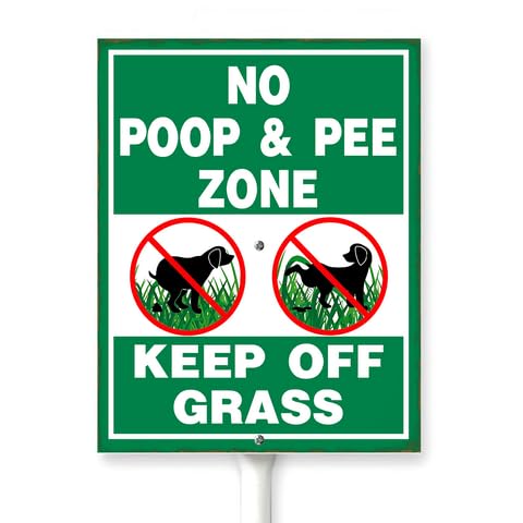 Horienteeon Dog No Poop & Pee Zone Yard Sign With Stake Keep Off Grass Rustproof Neighborhood Street Business Farm Home Lawn Walkway Ground Porch Aluminium Decorations 6x4.6"