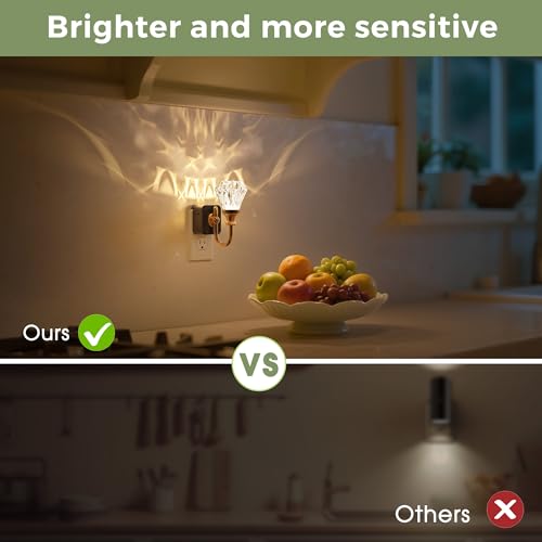 Image of L LOHAS LED Night Lights Plug into Wall,3000K Soft White Floral Night Lights with Auto Sensor, 0-100lm Adjustable Brightness, Rotatable Plug in Nightlight for Bedroom, Nursery, Hallway, Gift,2 Pack