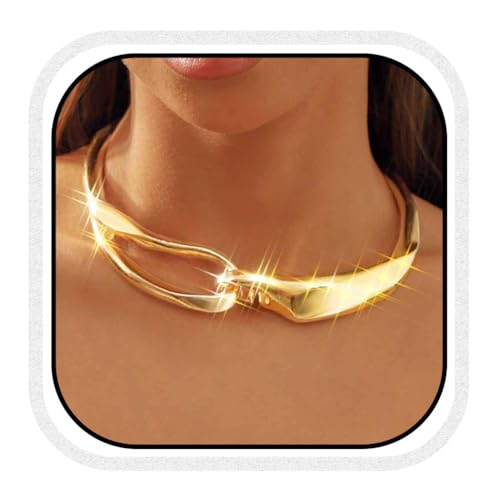 Chunky Choker Necklace Gold Thick Statement Chain Necklaces for Women - Main Image