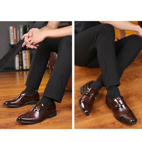 Men's Formal Shoes,British Work OfficeBusiness Leather Shoes Banquet Wedding Prom Dress Shoes,Brown B-38/UK 5.5/US 6.53