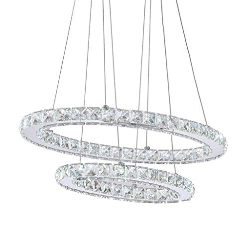 Lustre à anneau en cristal LED et suspension moderne pour salon