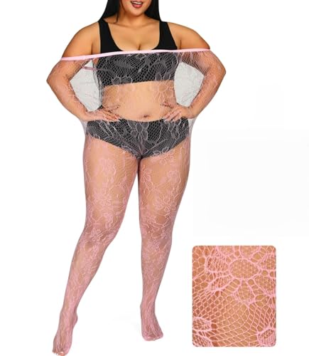 Image of Floral Lace Plus Size Tights High Waist Velvet Pantyhose Sunflower Fishnet Stockings Leggings