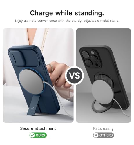 Image of SURITCH for iPhone 12 /12 Pro Case with Magnetic Camera Slide Cover and Adjustable Kickstand, Compatible with MagSafe, Shockproof Bumper Case Slim Protective Cover for iPhone 12 /12 Pro 6.1 Inch, Blue