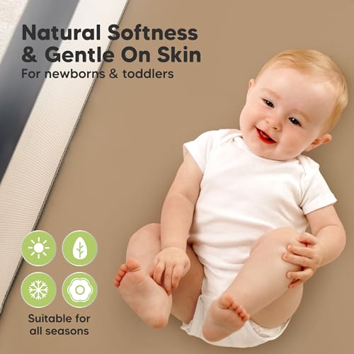 Image of 2 Pack and Play Sheets, Waterproof Mini Crib Sheets Fitted - 38x26 Organic Cotton Pack N Play Sheets for Graco Pack and Play Mattress, Playard Baby Crib Sheets, Neutral for Boy, Girl, Toddler (Pecan)