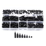 Walfront 250PCSナイロンM3六角柱オススタンドオフスペーサースクリューナットアソートメントキット（M3オススタンドオフA） ブラック