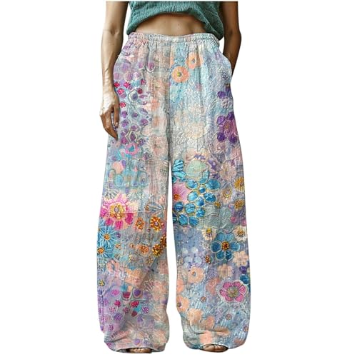 Loose Fit for Women Fall Summer Linen Vintage Boho Ruched High Cut Pants Women 2025 Trendy