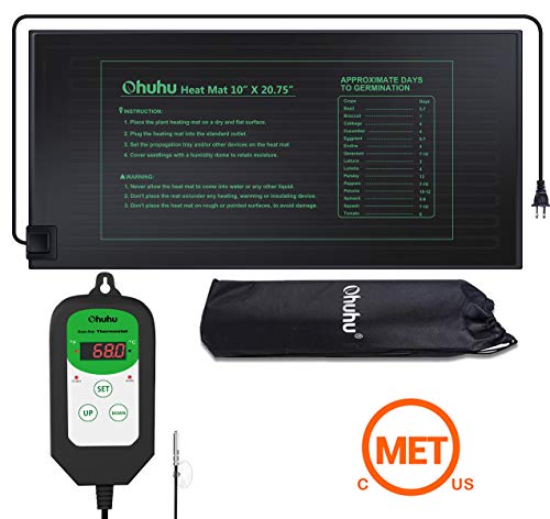 Ohuhu 10"x20.75" Plant Seedling Heat Mat & Digital Thermostat Controller Combo Set, MET