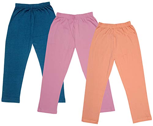 Image of IndiWeaves Girls Super Soft Cotton Solid Capri Pants (Peach, Light Purple, Blue,) Pack of 3