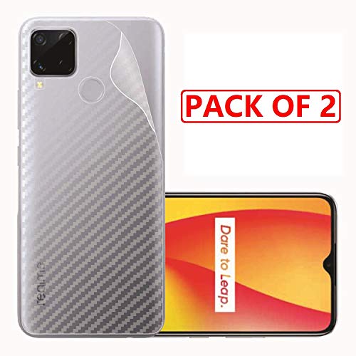 Image of Compatible with (Pack of 2) Oppo Realme C15 Back Screen Protective Film Carbon Fiber Skin Transparent Screen Guard Sticker