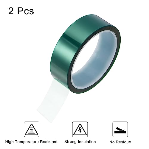 Image of HARFINGTON 2 Rolls Heat Tape High Temperature Heat Resistant Tape 30mmx33m(108ft) Sublimation Thermal Heat Transfer Tape for Sublimation Press No Residue, Green