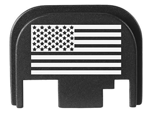 NDZ Performance Rear Slide Cover Back Plate for Glock Gen 1-4 Laser Engraved Hardcoat Anodized Aluminum in Black - US Flag Inverse Alternate