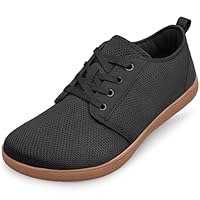 Raoendis Tênis de caminhada masculino, bico largo, sapatos descalços minimalistas, sem queda, respirável, Goma preta, 12 Wide