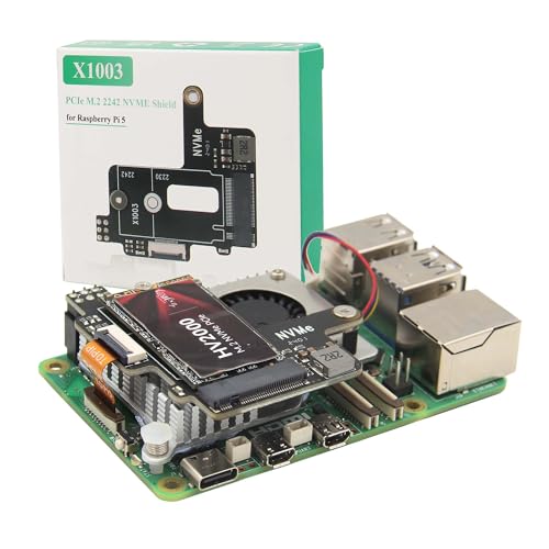 Geekworm X1003 PCIe to M.2 NVMe SSD Pip PCIe Peripheral Board Top for Raspberry Pi 5 & Active Cooler