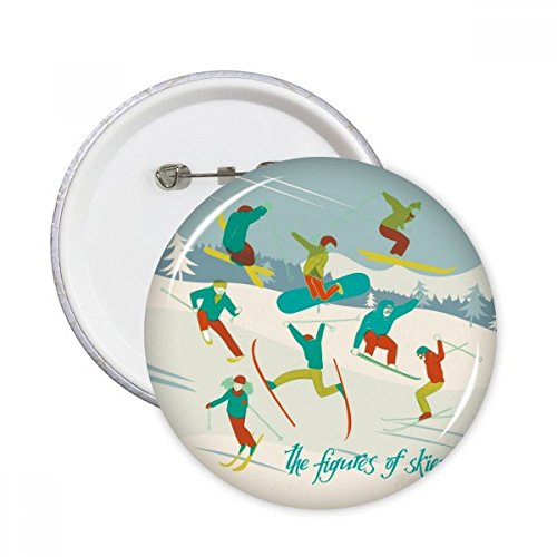 Badge bouton motif ski une idée cadeau originale pour les passionnés de montagne 5pcs