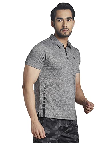 Image of Parx Men's Pure Polyester Solid Pattern Regular Fit Polo Neck Half Sleeve Casual T-Shirt