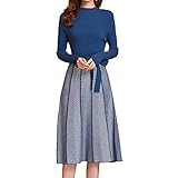 ［ジェイストア］ ワンピース レディース ロング ニット ワンピ 長袖 無地 ドッキング カジュアル 仕事 普段着 ガールズ 膝丈 韓国 ニットワンピ 長袖トップス あったかい きれいめ ロング丈 上品 ニットスカート 黒ワンピース シンプル セミフォーマル おしゃれ ドッキングワンピ ふんわり シルエット aラインワンピ 着痩せ リブニットワンピース ハイウエスト 秋冬 1A-J15 ブルー L