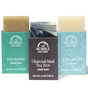 Handmade Natural Bath & Body Soap Bar, Vegan, All-Natural, Palm Oil Free, Made in USA, Shea Butter + Essential Oils, Eucalyptus/Charcoal Mud Tea Tree/Unscented, 3 Bars Handmade Natural Bath Body Soap Bar Vegan All Natural Palm Oil Free Made in USA Shea Butter Essential Oils EucalyptusCharcoal Mud Tea TreeUnscented 3 Bars
