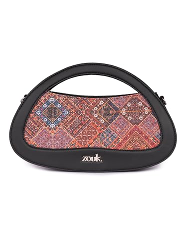 Image of ZOUK Nadia Sling Bag for Women - Stylish Crossbody with Cutout Top Handle | Handcrafted Shoulder Bag with Multiple Pockets & Water-Resistant Lining | Formal & Casual Use |