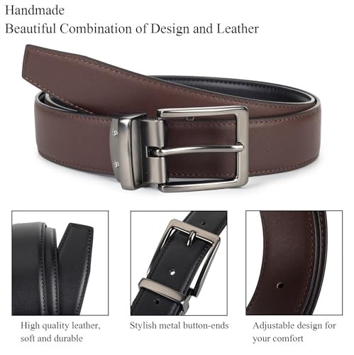 Mens Belt Leather Belts Reversible - One Belt Two Styles for Casual Wear and Dress2