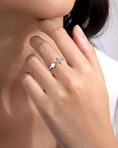PINKDODO Adjustable Cross Rings for Daughter Granddaughter Easter Religious Confirmation Christian Gifts3