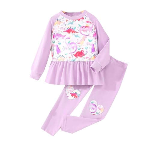 Image of Little Girls Clothes Sets - Cute Sweatshirts Top Shirt & Leggings 2 Piece Kids Fall Winter Outfits Toddler Clothing