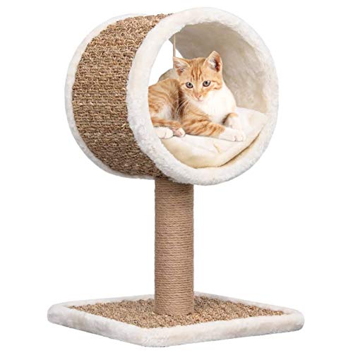 Chenshu Katzen-Kratzbaum, Katzenzubehöhr, Kratzbaum Für Katzen, Katze Baum, Katzenkratzbaum, Katzenturm, Katzenmöbel, mit Tunnel und Spielzeug 56 cm Seegras Cover