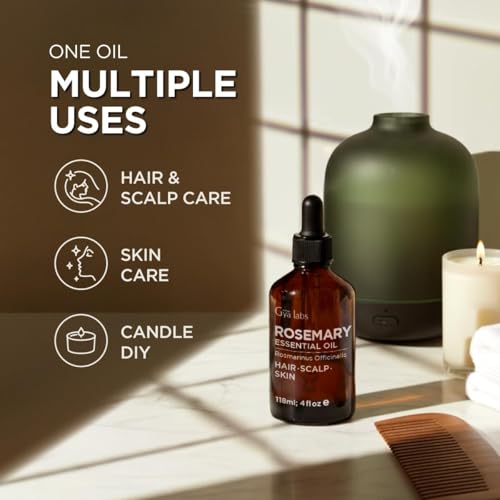 Image of 100% Pure Rosemary Essential Oil - 4 Fl Oz - Rosemary Oil for Hair, Skin, Diffuser, Aromatherapy & DIY Candle Making Scent (Pack of 2)