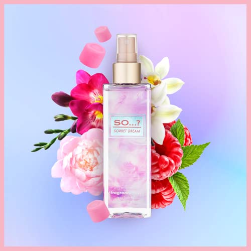 So…? Womens Fragrance Mist Bundle Sorbet Dream, Dark Romance, Purple Reign Body Mist Set 100ml (Pack of 3) - Image 4
