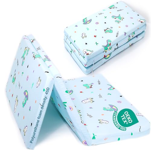 Image of VUCWS 2025 Upgraded Pack and Play Mattress 38" x 26" Soft Firm Premium Foam Pack N Play Mattresses Odorless Breathable Comfort Baby Foam Portable Playpen Mattresses (Tri-fold Dinosaur)