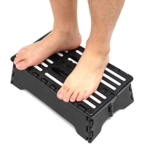 Portable Folding Step Stool, 5” Lightweight Half Step Raiser Heavy Duty Non Slip Plastic Step Stool Height Boost