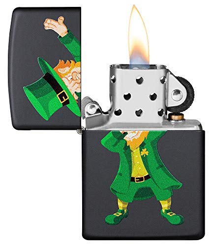 Encendedor Zippo Dabbing Leprechaun Black Matte miniatura 3