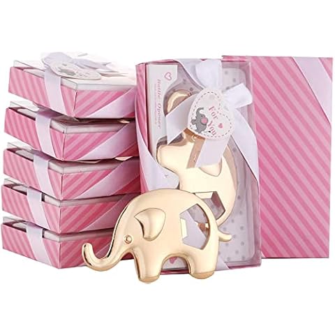DAJAMAI 15 Pack Bottle Openers for Baby Shower Favor, Elephant Shaped Bottle Openers Girl Baby Shower Favors Birthday Bridal Shower Souvenirs Wedding Favor Gift (Pink - Elephant) Cover