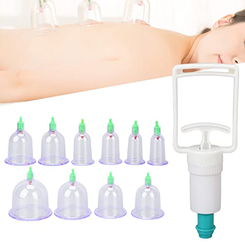 Folanda Schröpfset, 10 Tassen Professionelles Chinesisches Schröpftherapie-Set mit Pumpen-Vakuum-Saugnäpfen, Massage-Akupunkt-Schröpfgerät-Set Zur Schmerzlinderung, Körper-Cellulite, Gesunde Pflege Cover