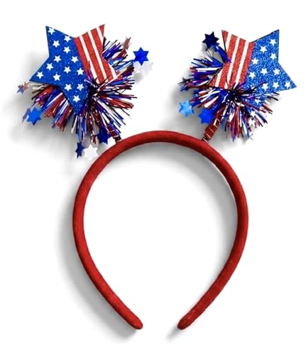 WOVOWOVO 4th of July Headbands Red White and Blue Patriotic Hair Accessories for Women Men Soft Elastic American Flag Hair Band for Independence Day Memorial Day