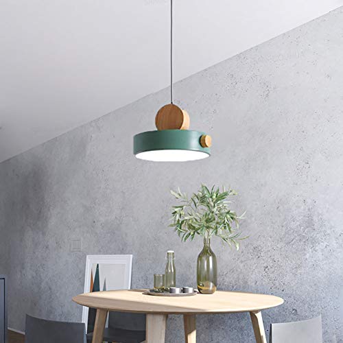 Lámpara de araña en madera y hierro forjado blanco luminaria de suspensión con LED regulable 7