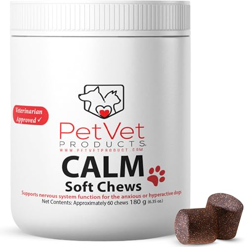 Pet Vet Calming Chews for Dogs – Dog Anxiety Relief (Beef Liver Flavor 60 Chews) – Stress Relief