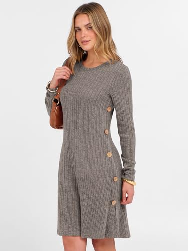 ANRABESS Womens Long Sleeve Ribbed Knit Sweater Dresses 2025 Fall Winter Casual Lounge Short Tunic Dress with Pockets Buttons2