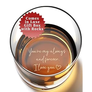 Engraved Whiskey Glass for Men | Valentines Day Gifts for Him | Bourbon Gift for Fathers, Husband | Premium Set Includes Scotch Glass, Stones, Luxury Box