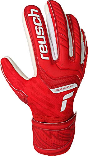 Reusch Attrakt Grip Evolution Finger Support Junior V21 Goalkeeper Gloves, Red/White, Size 5 #TOP1