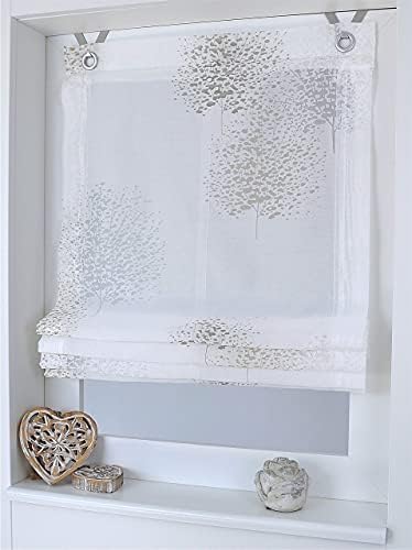 Kutti Belinda Roleta rzymska na przelotkach, biała/ szarobrązowa (taupe), 100 x 140 cm