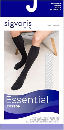 Image of SIGVARIS Men's Essential Cotton 230 Closed Toe Calf-High Socks 30-40mmHg