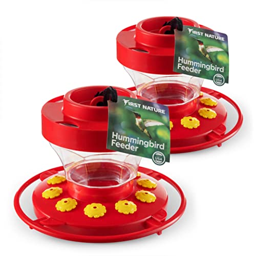 First Nature 16 oz. Hummingbird Flower Feeder (2 Pack), Red (993091-54A)