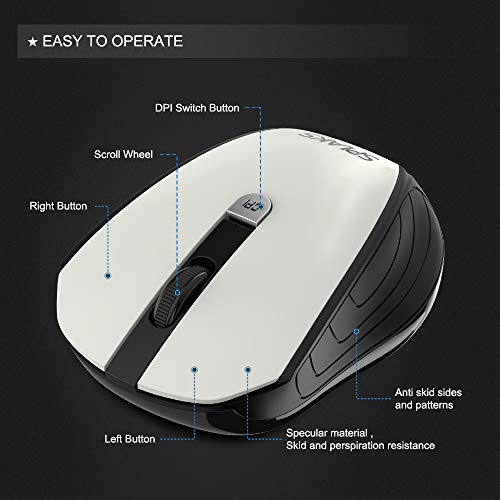 Splaks Wireless Optical Computer Mouse, 2.4Ghz Wireless Mice Portable Office Mouse, Left Or Right Hand Mouse 3 Adjustable Dpi, 4 Buttons With Nano Usb Receiver For Computer, Laptop, Macbook #TOP4