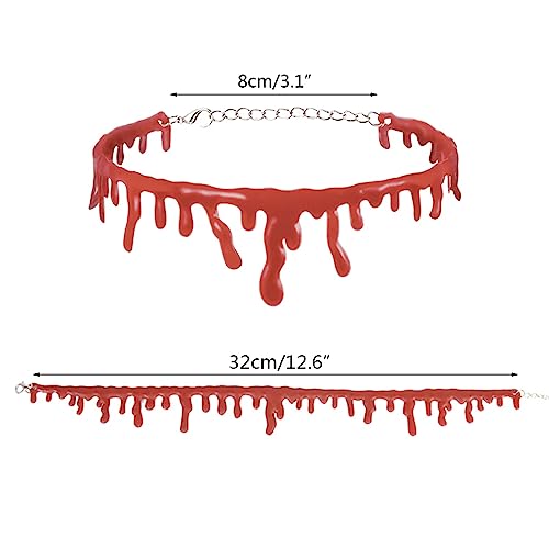 Dzrige Halloween Blood Necklace Horror Bloody Choker Necklace Red Blood Drip Necklace Costume Accessories for Women Girls Halloween Cosplay Party Decoration3