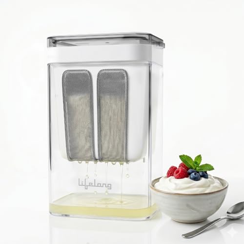 Image of Lifelong 1.1L Hung Curd Maker | Stainless Steel Mesh Filter with Clear Lid | Food Safe, BPA Free, Reusable Container | Multipurpose Greek Yogurt Strainer for Paneer, Cheese, & Sour Cream (White)